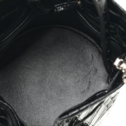Balenciaga Shiny Calfskin Logo Crocodile Embossed XS Everyday Bucket Bag Black 5 of 15