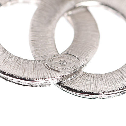 Chanel Ruthenium Crystal CC Earrings Silver Black 4 of 4