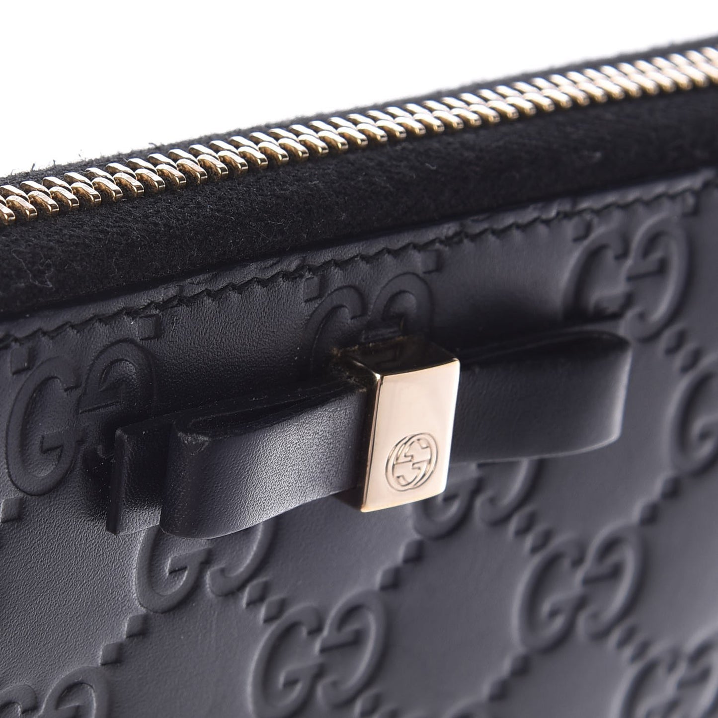 Guccissima Bow Zip Around Wallet Black