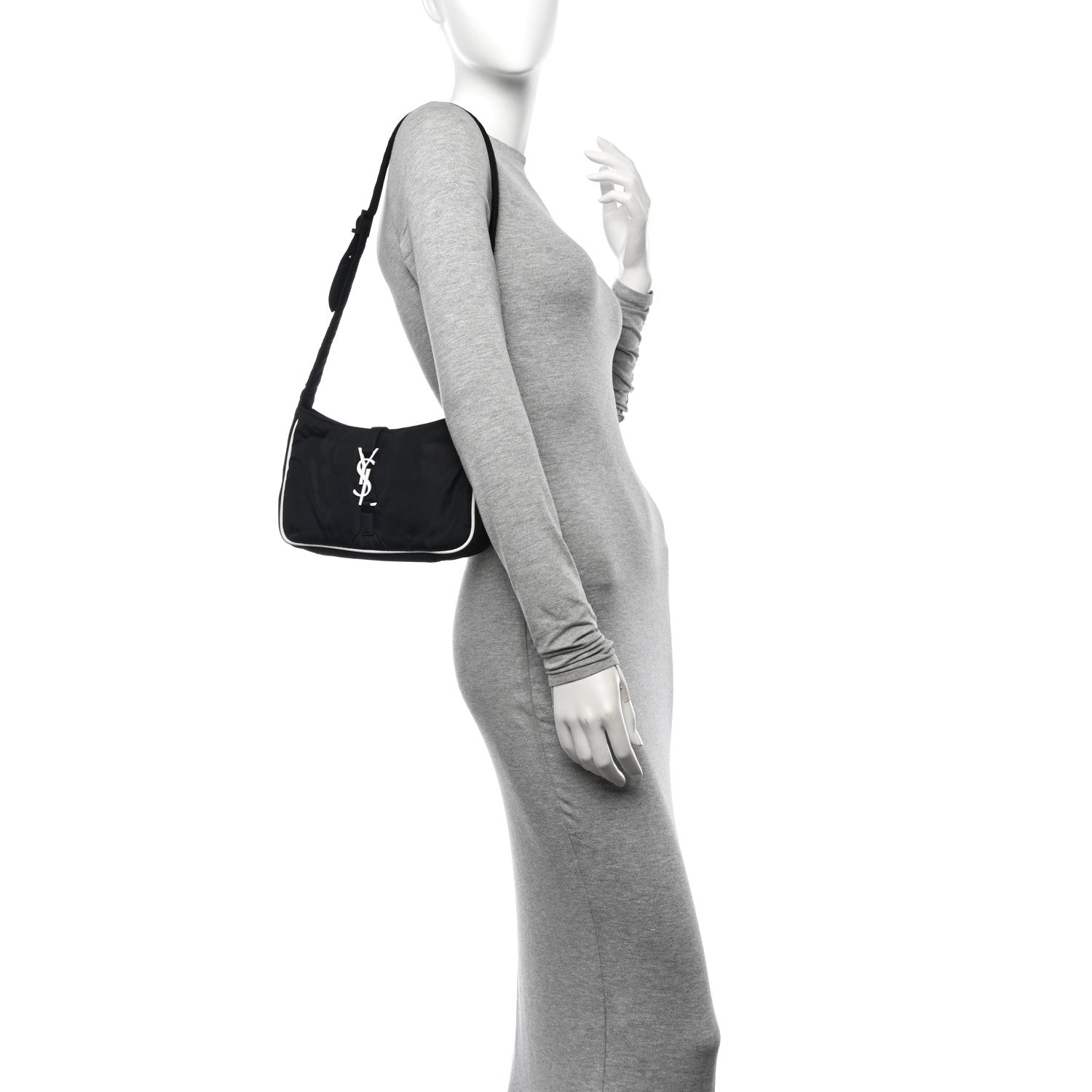 Saint Laurent Econyl Nylon Le 5 A 7 Hobo Black White 2 of 10