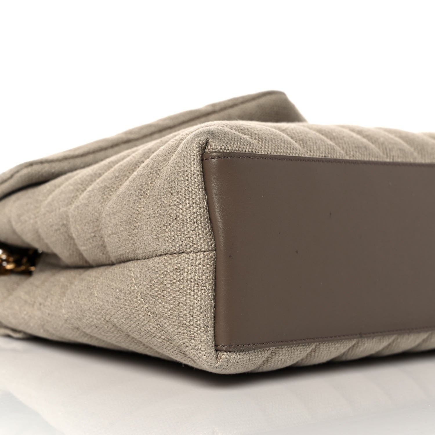 Saint Laurent Linen Y Quilted Monogram Small Loulou Chain Satchel Natural Taupe 7 of 8