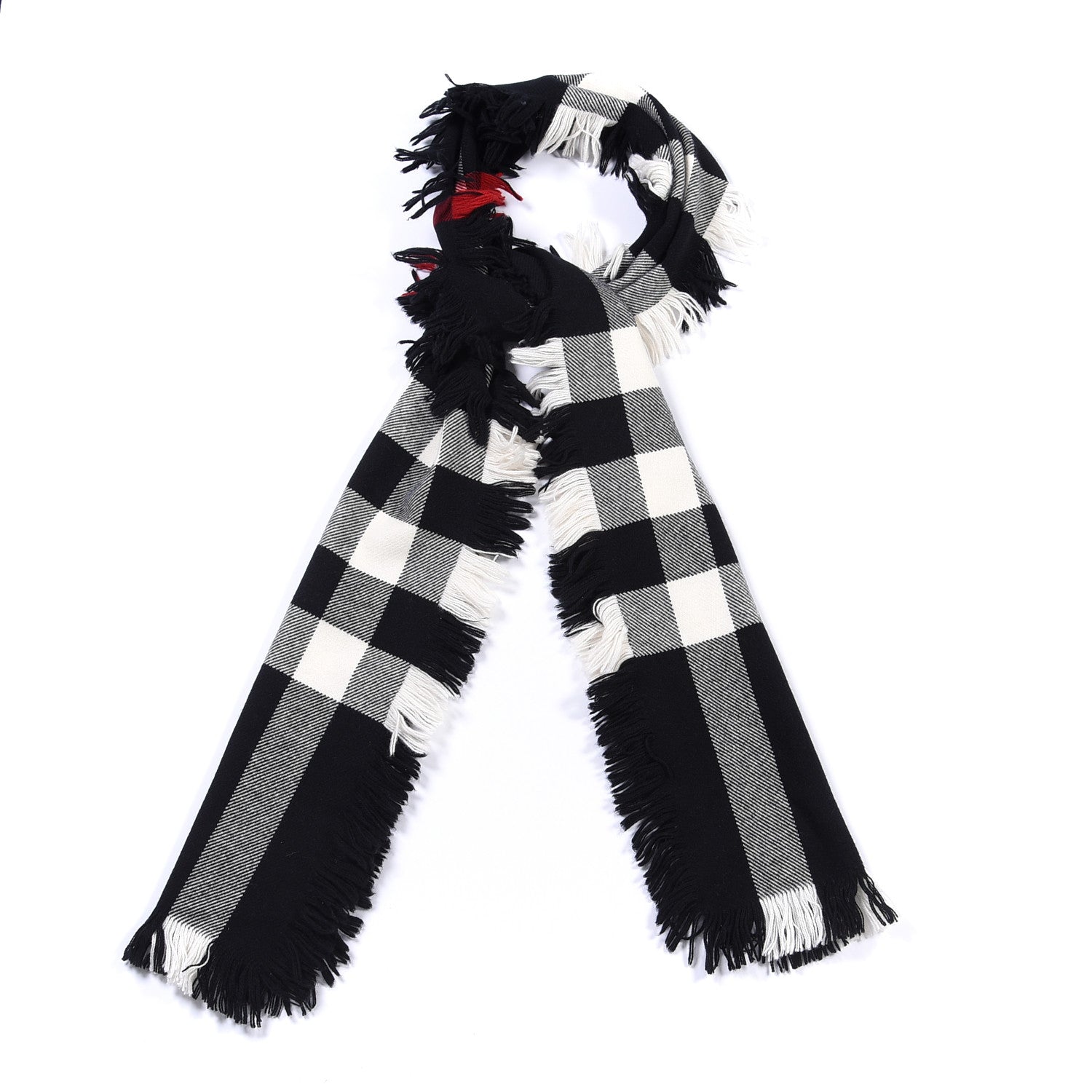 Burberry Wool Half Mega Check Fringe Scarf Black 1 of 4