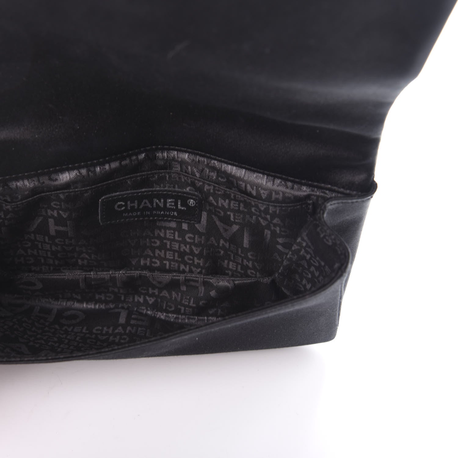 Chanel Satin Pleated Crystal CC Clutch Black 5 of 7