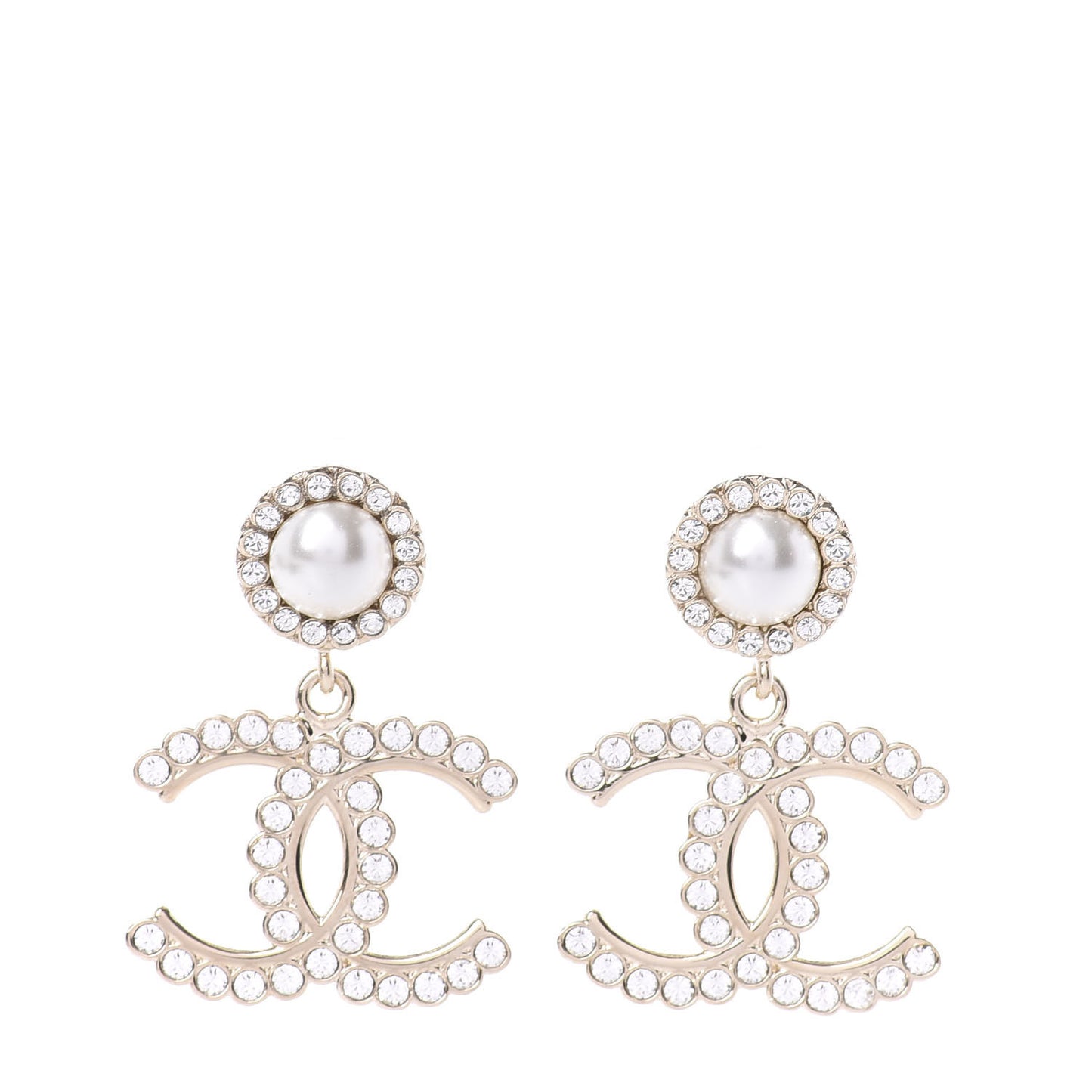 Crystal Pearl Bow-tiful CC Drop Earrings Gold