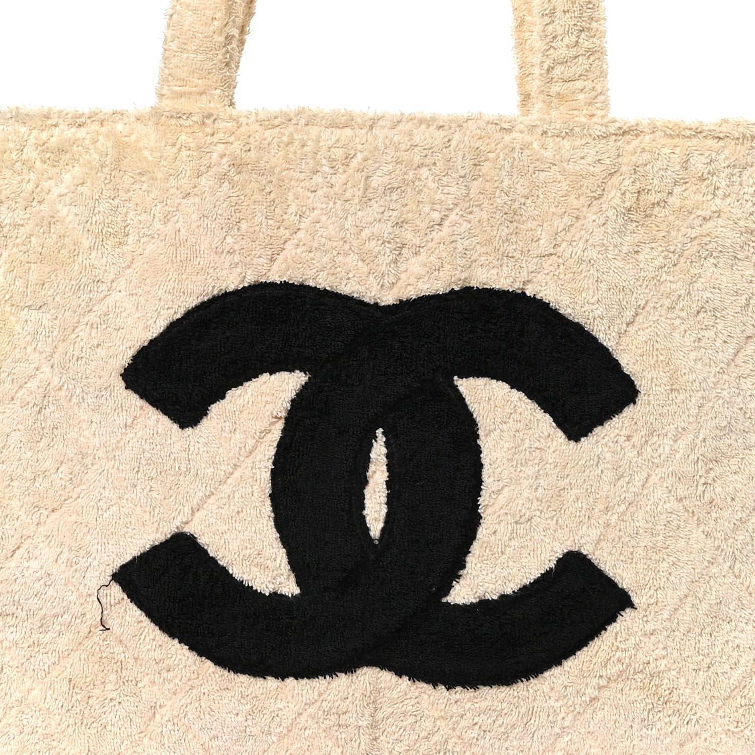 Chanel Terry Cotton CC Tote Black White 9 of 14