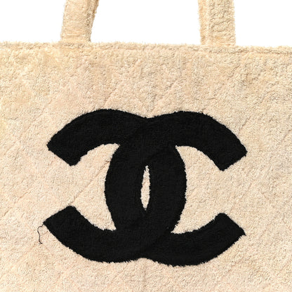 Chanel Terry Cotton CC Tote Black White 9 of 14