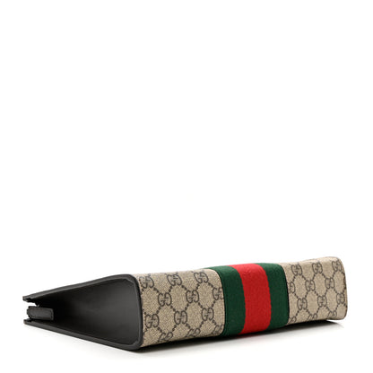Gucci GG Supreme Monogram Selleria Calfskin Web New Web Cosmetic Case Beige Ebony Cocoa 4 of 7