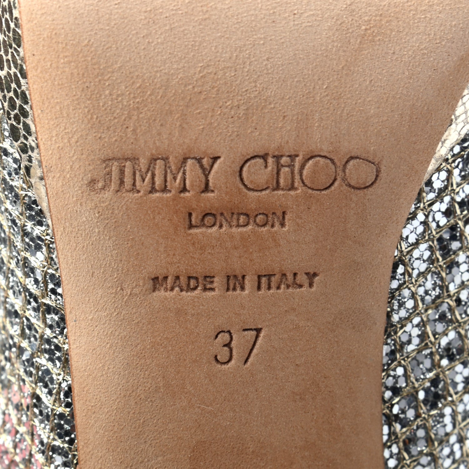 Jimmy Choo Glitter Fabric Nova Slingback Pumps 37 Champagne 6 of 7