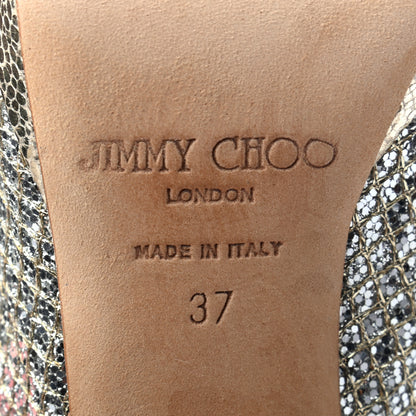 Jimmy Choo Glitter Fabric Nova Slingback Pumps 37 Champagne 6 of 7