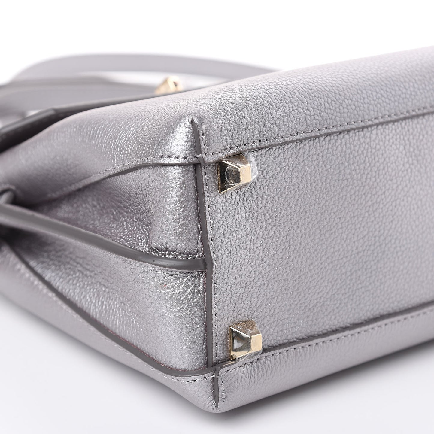 Metallic Grained Calfskin Mini Milla Crossbody Silver