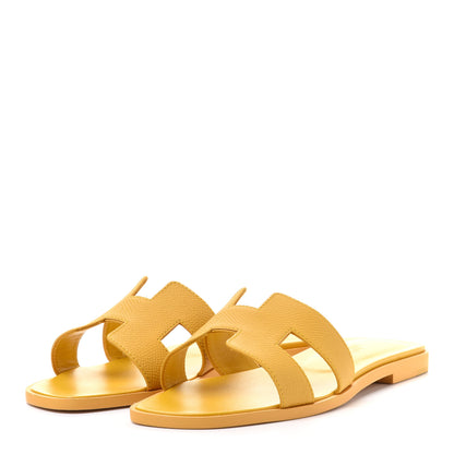 Hermes Epsom Oran Sandals 36 Jaune Sable 3 of 9