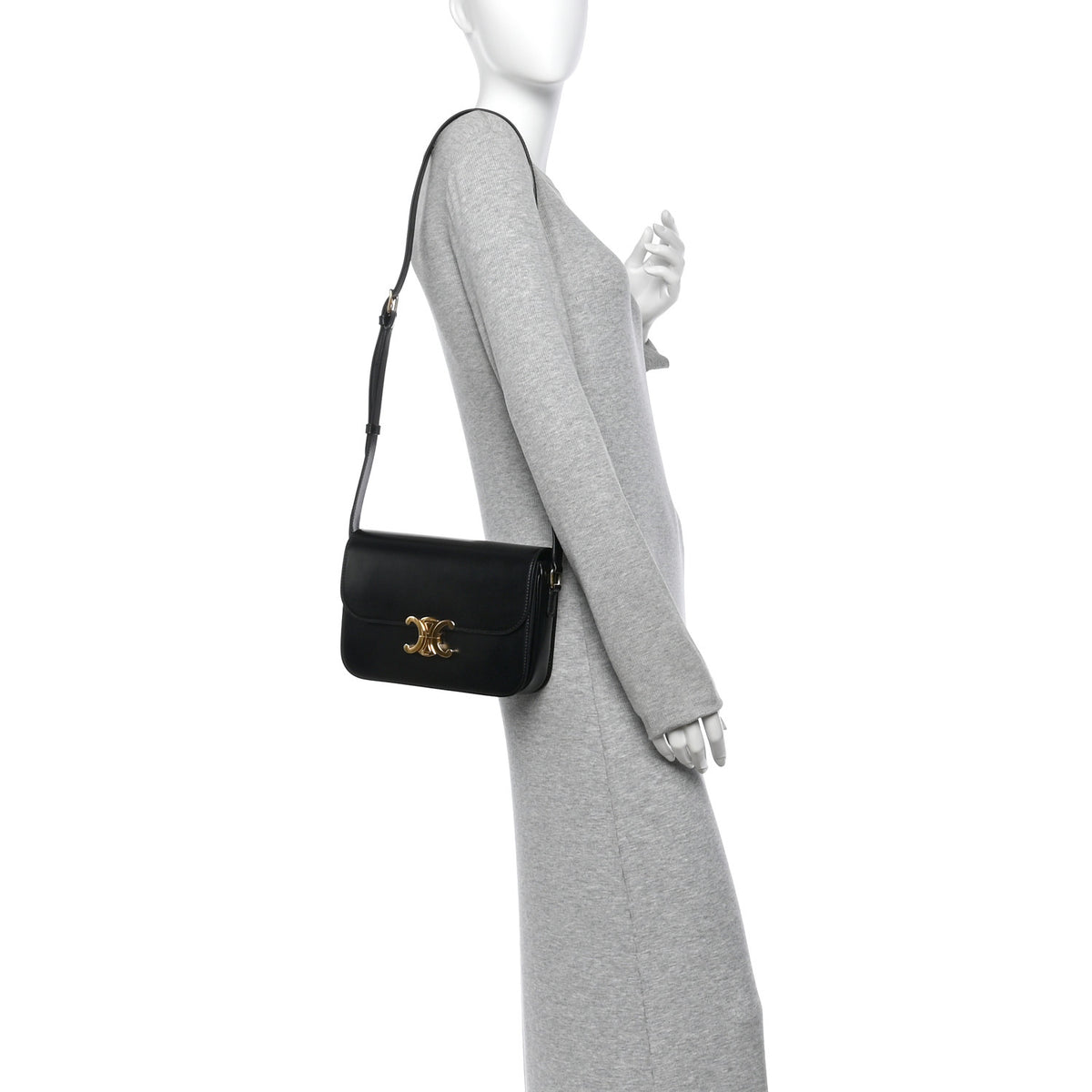 Shiny Calfskin Medium Triomphe Black