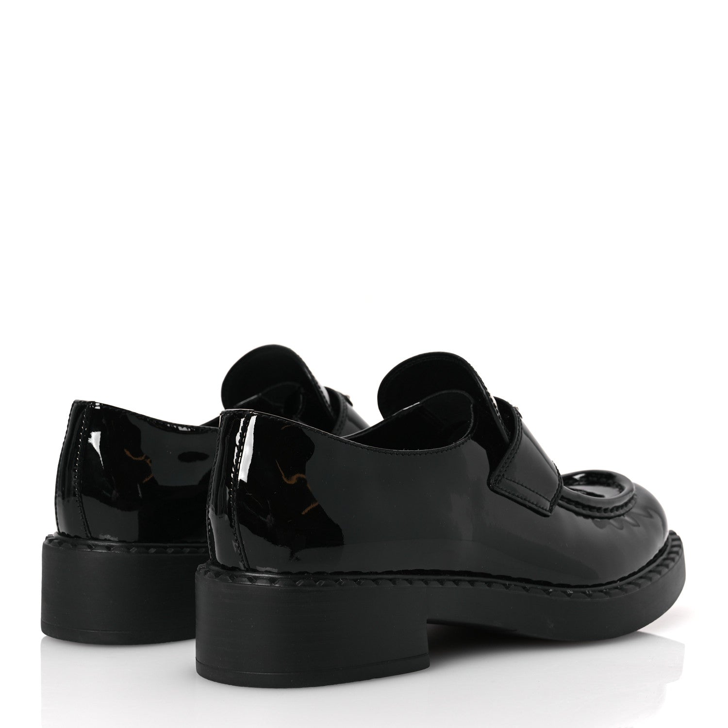 Prada Vernice Triangle 50mm Loafers 41 Black 5 of 10