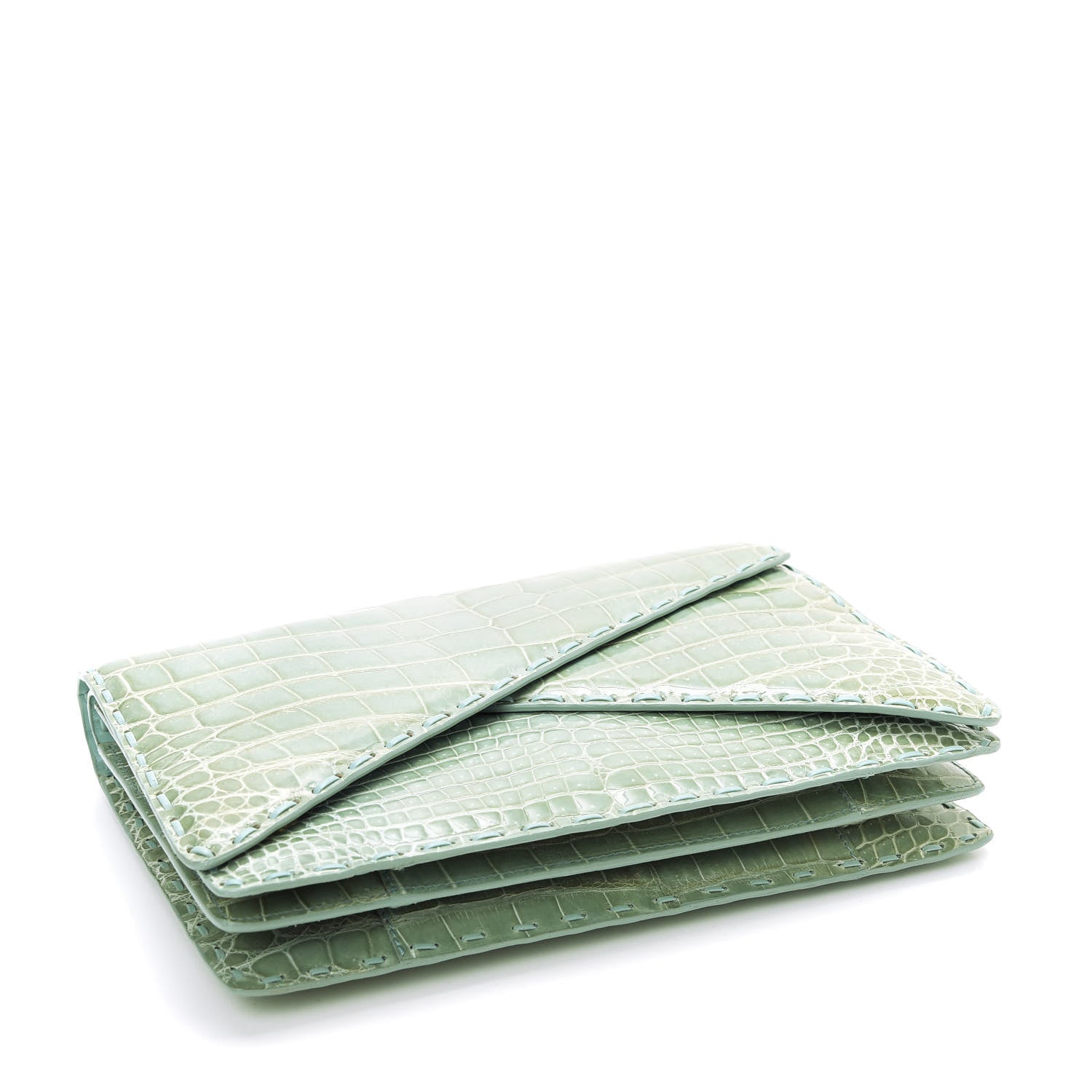 Bottega Veneta Crocodile Piano Crisscross Clutch 5 of 12