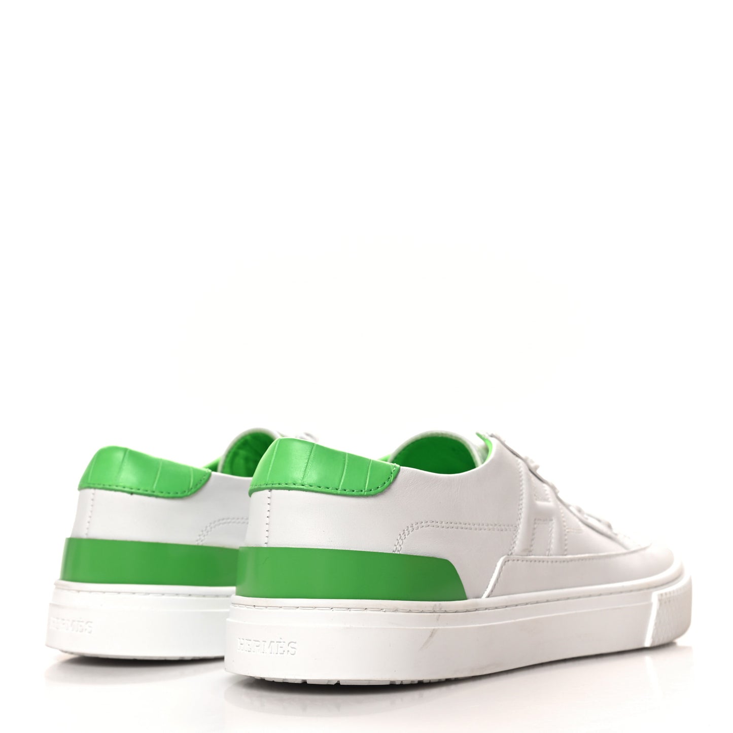 Crocodile Calfskin Deep Sneakers 40 White Vert Jade