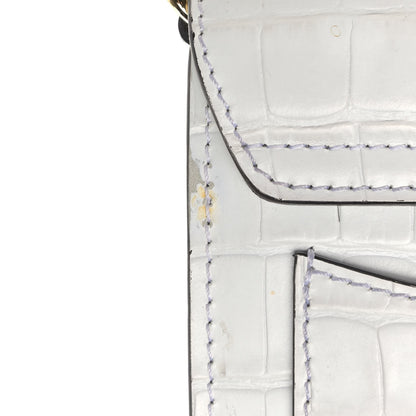 Chloe Calfskin Crocodile Embossed C Clutch With Chain White 11 of 13