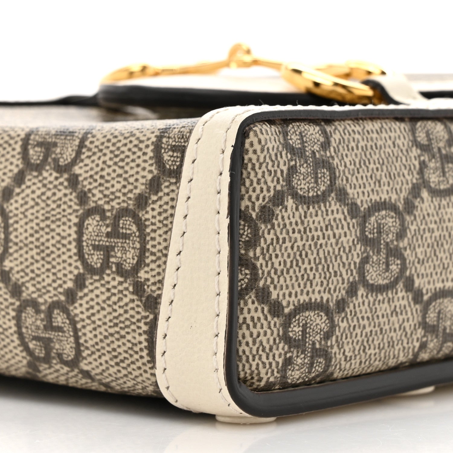 Gucci GG Supreme Monogram Azalea Calfskin Mini Horsebit 1955 Crossbody Bag Beige Ebony Mystic White 9 of 11