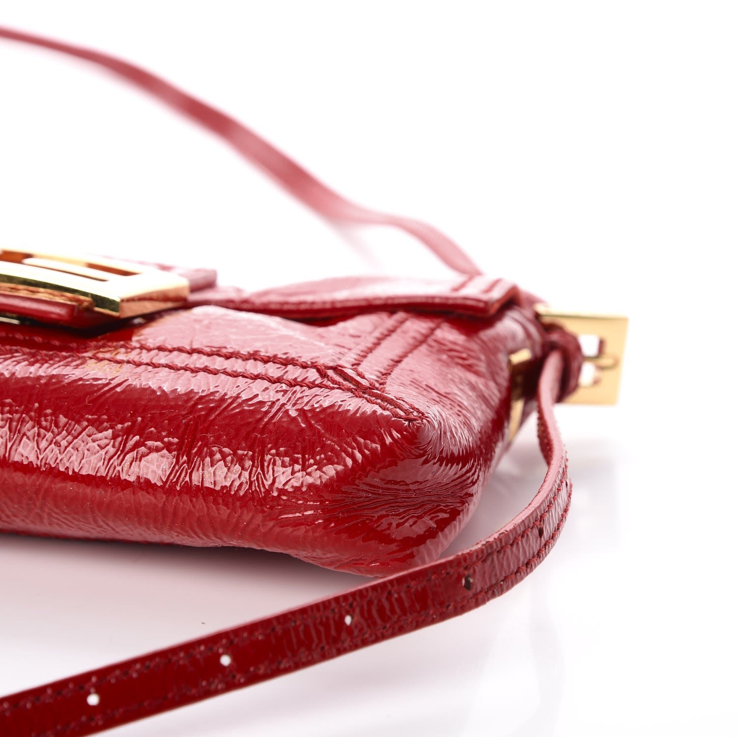 Fendi Vitello Naplak Small Convertible Baguette Rosso 13 of 13