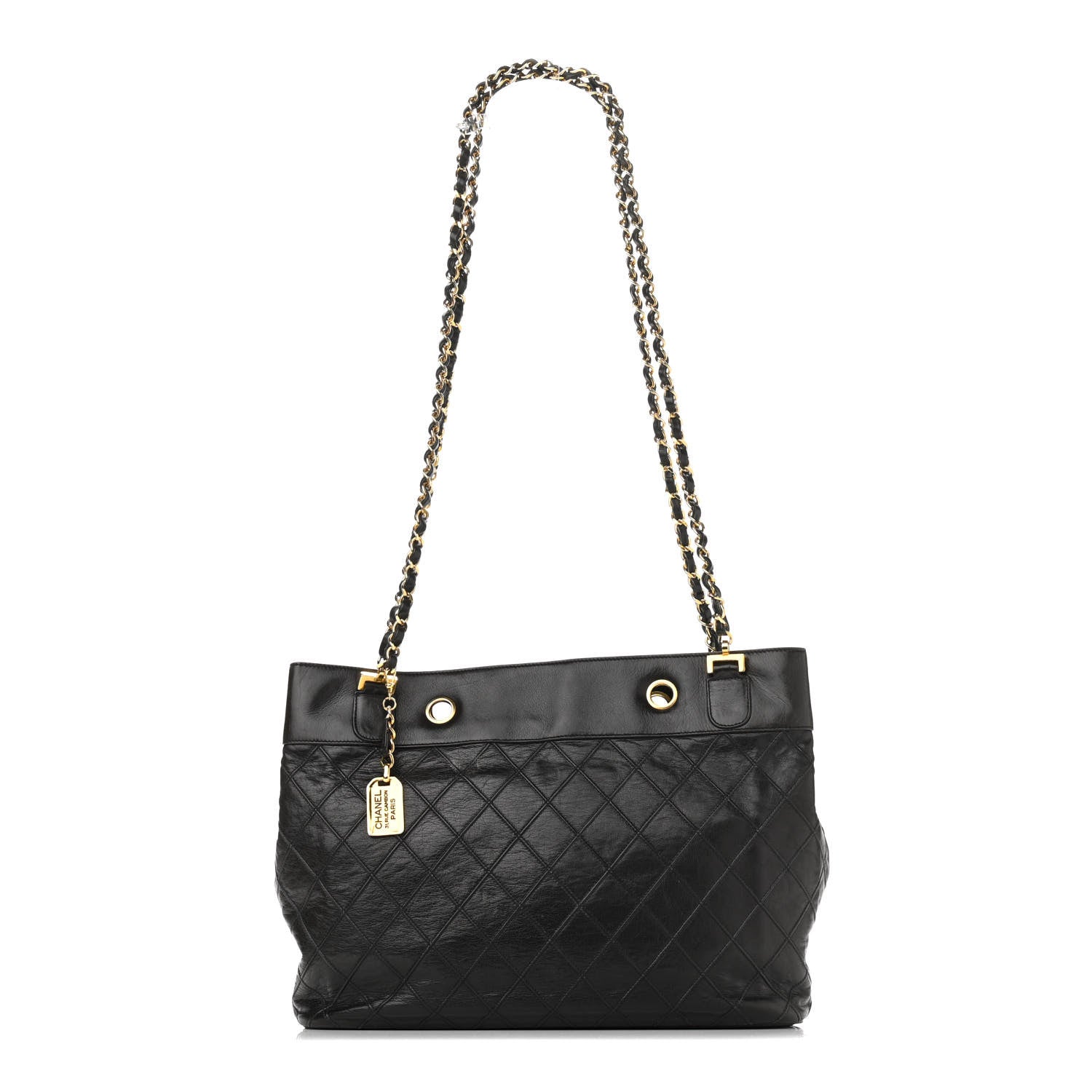 Chanel Lambskin Stitched Shopper Tote Black 1 of 10