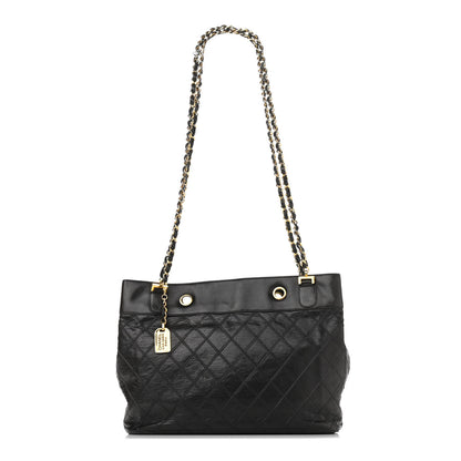 Chanel Lambskin Stitched Shopper Tote Black 1 of 10