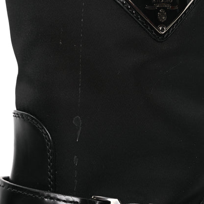 Prada Spazzolato Re-Nylon Metal Triangle Logo Buckled 50mm Biker Boots 37.5 Black 10 of 15