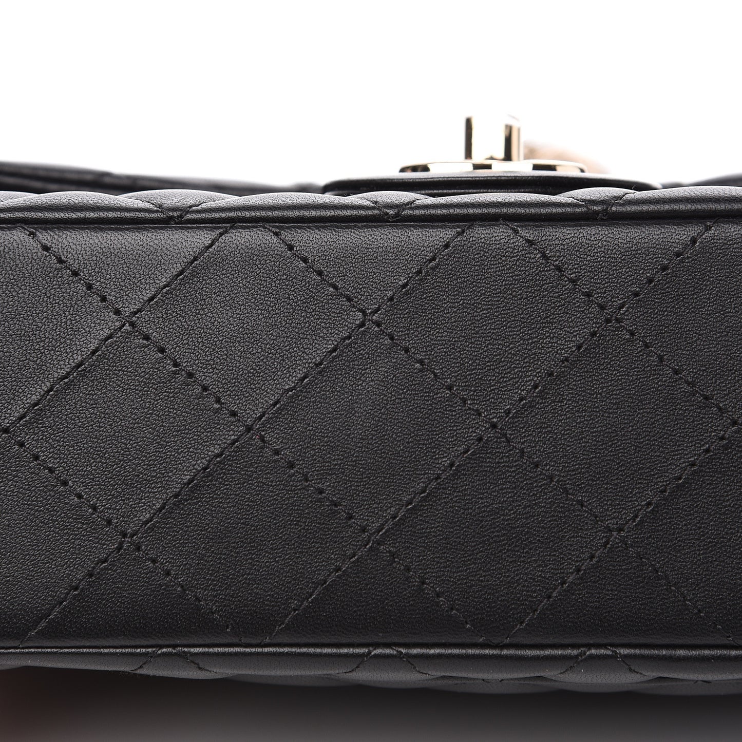 Lambskin Quilted Mini Rectangular Flap Black