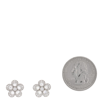 Tiffany Platinum Diamond Enchant Flower Stud Earrings 2 of 4