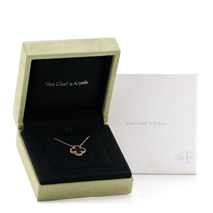Van Cleef & Arpels 18K Rose Gold Gray Mother of Pearl Vintage Alhambra Pendant Necklace 7 of 7