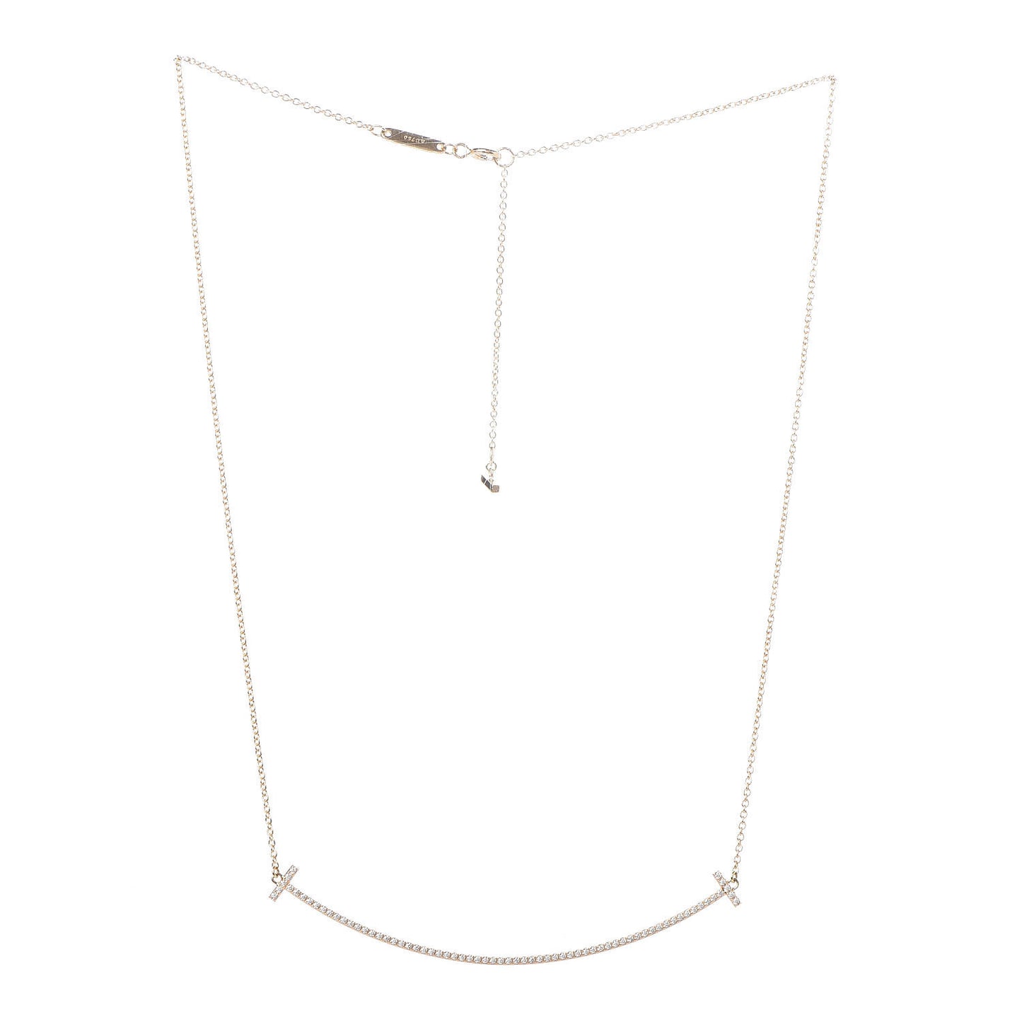 18K Yellow Gold Diamond Large T Smile Pendant Necklace