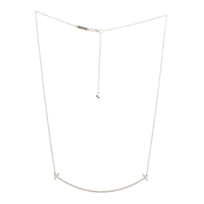 Tiffany 18K Yellow Gold Diamond Large T Smile Pendant Necklace 3 of 5