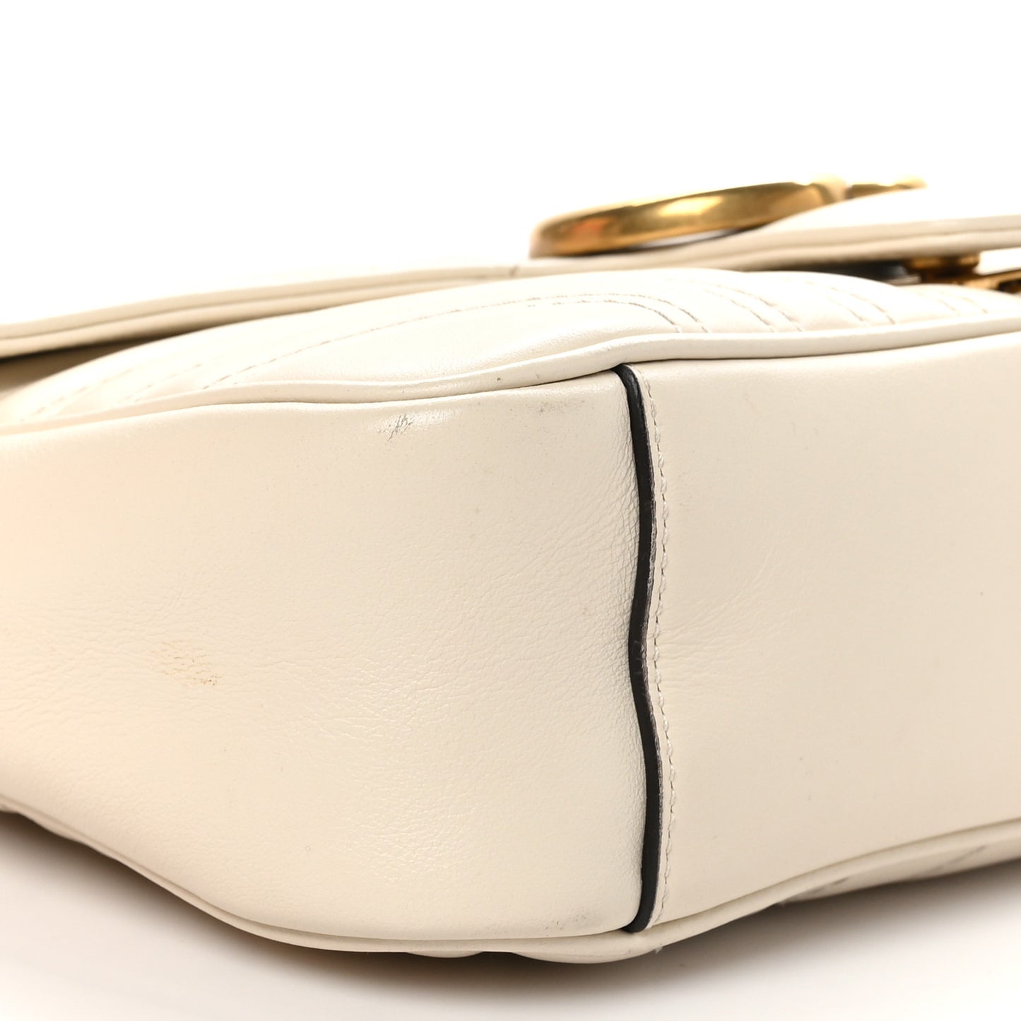 Calfskin Matelasse Small GG Marmont Shoulder Bag White