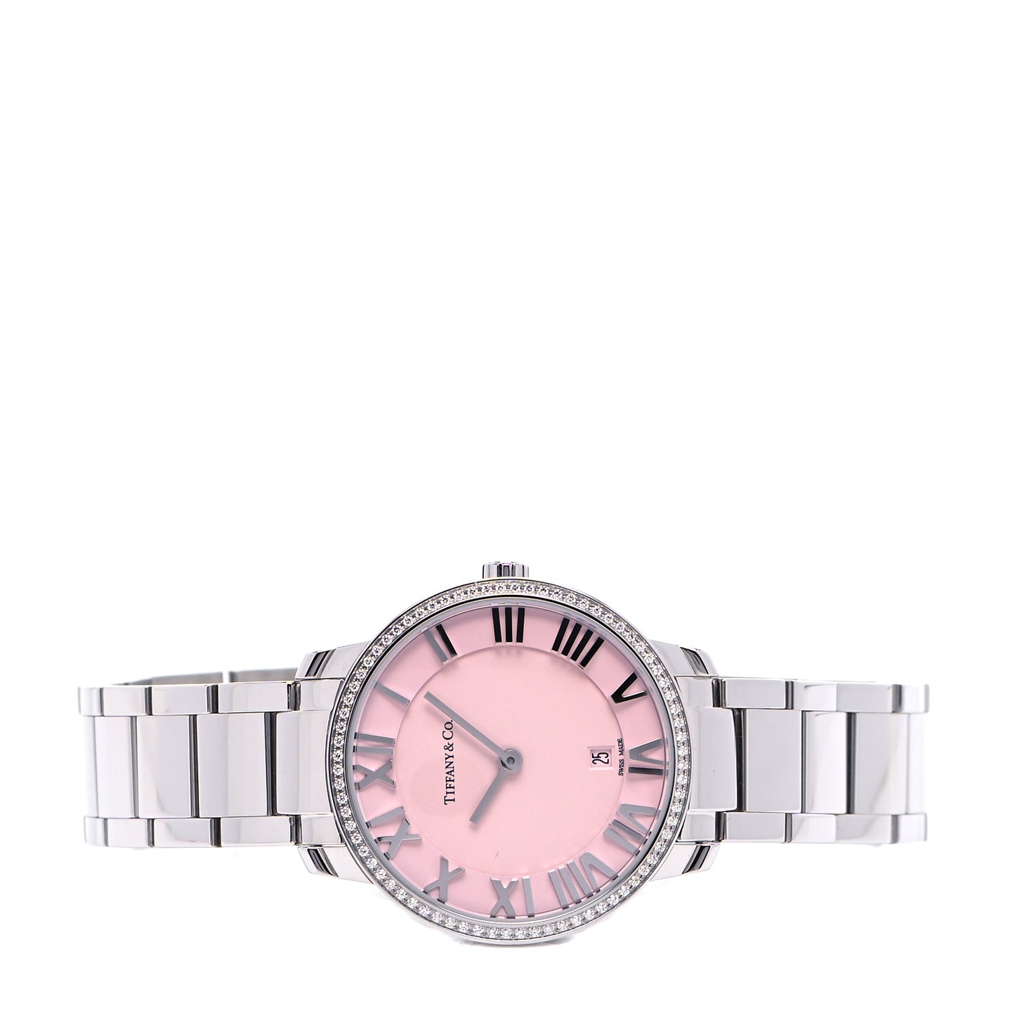 Stainless Steel Diamond Bezel 31mm Atlas 2-Hand Quartz Watch Pink