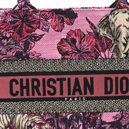Christian Dior Canvas Embroidered Medium Toile de Jouy Voyage Book Tote Fuchsia Multicolor 8 of 10