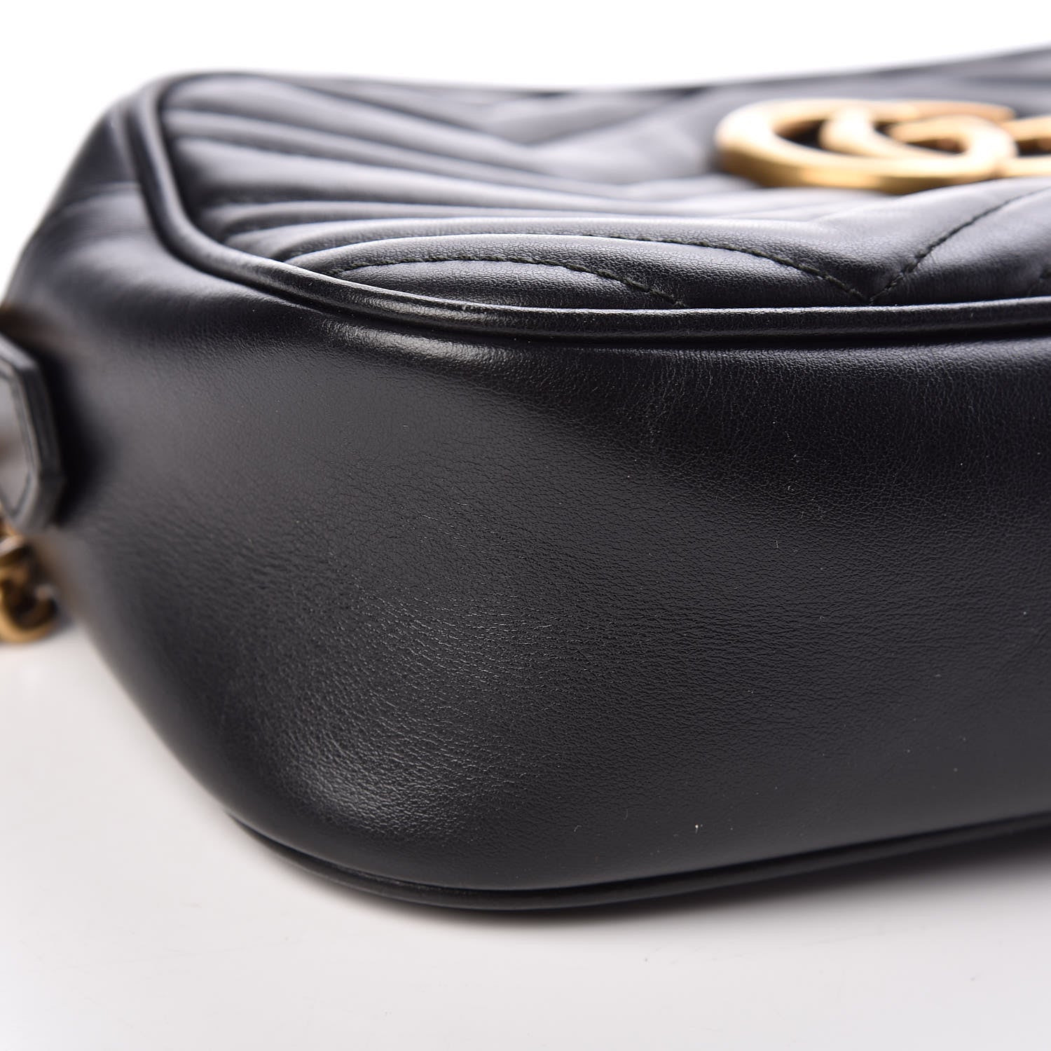 Gucci Calfskin Matelasse Small GG Marmont Chain Shoulder Bag Black 8 of 9