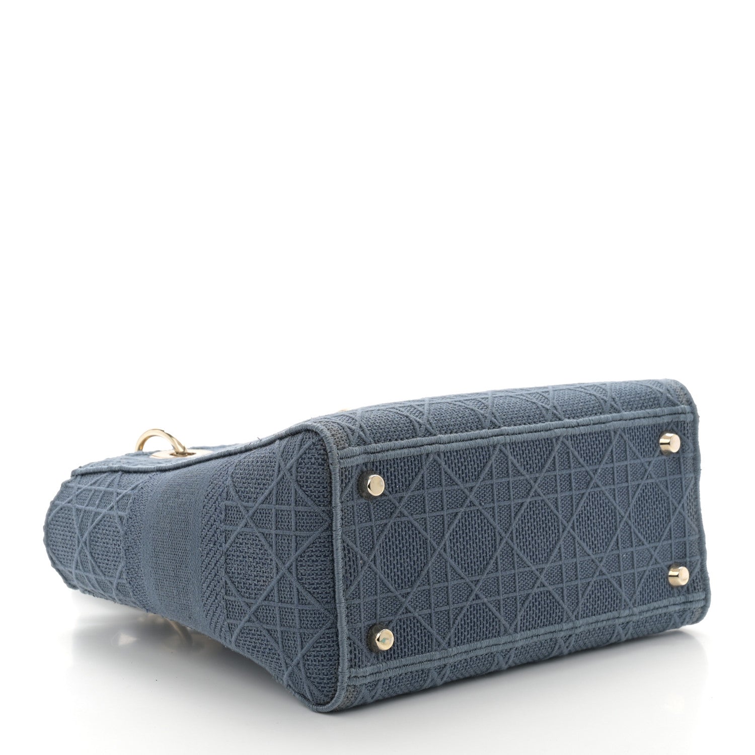 Christian Dior Canvas Embroidered Cannage Medium Lady D-Lite Denim Blue 4 of 12