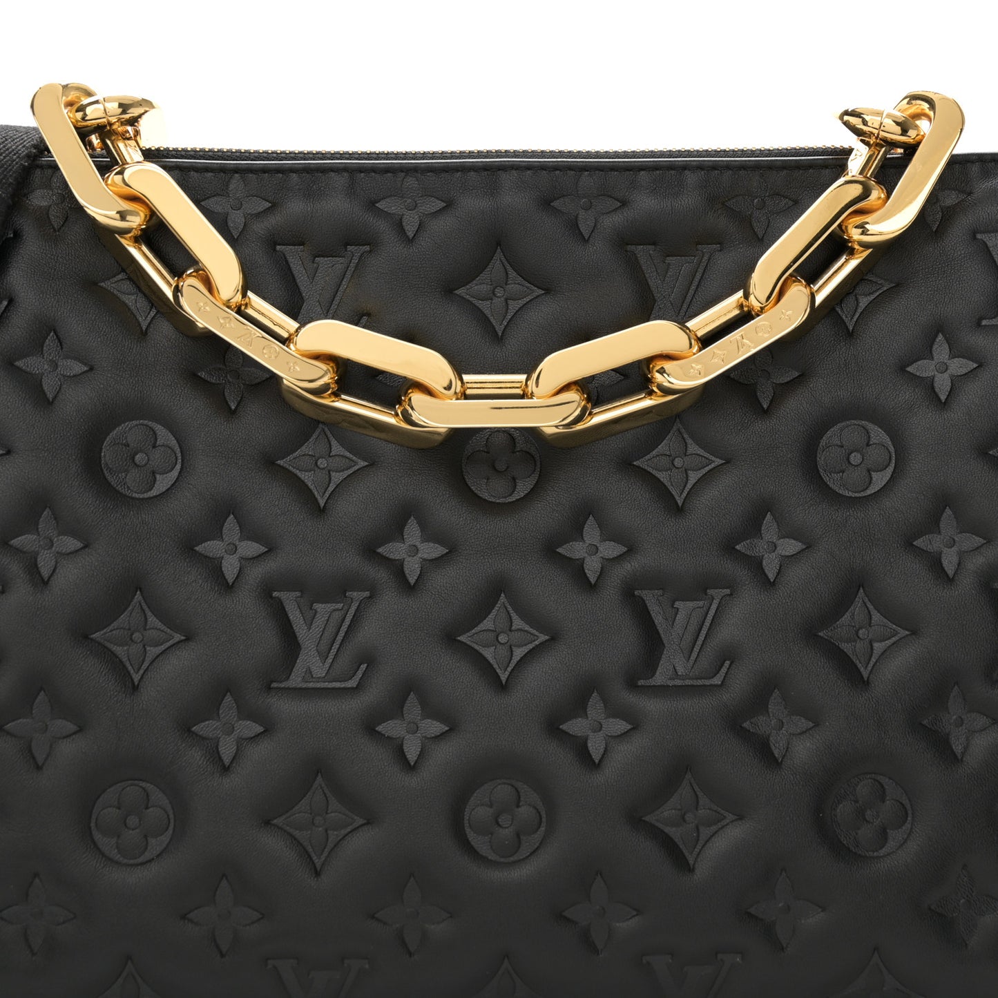 Lambskin Embossed Monogram Coussin MM Black