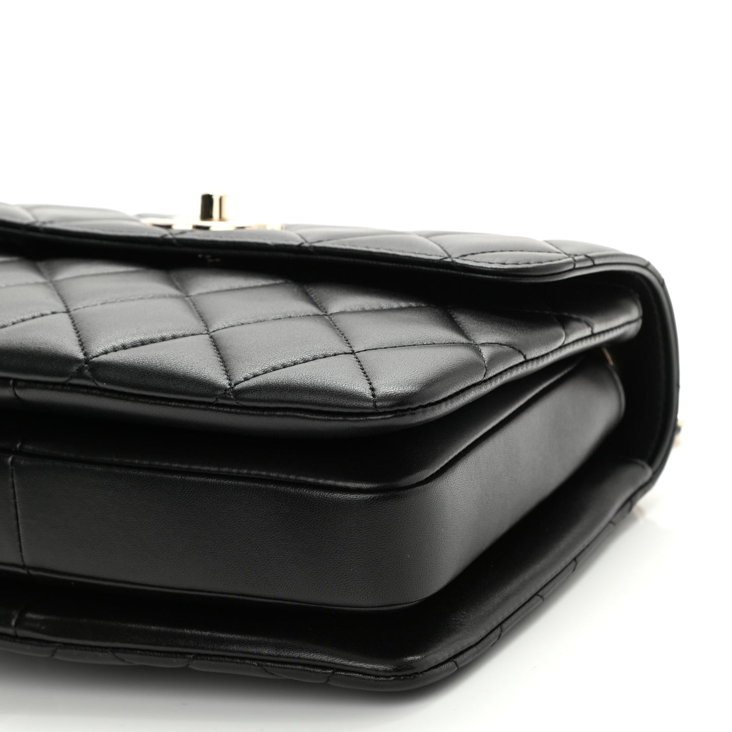 Lambskin Quilted Small Trendy CC Dual Handle Flap Bag Black