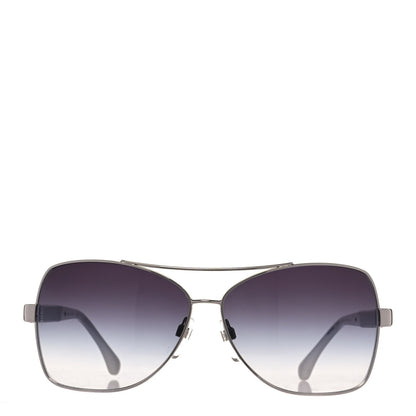 Chanel Lambskin Quilted CC Aviator Sunglasses 4195-Q White Silver 2 of 10