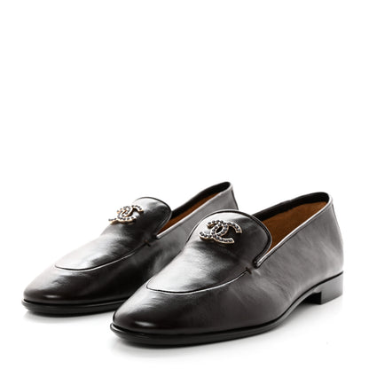 Chanel Shiny Calfskin CC Loafers 40 Dark Brown 3 of 9