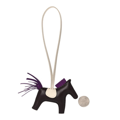 Hermes Milo Lambskin Grigri Rodeo Horse Bag Charm PM Rouge Sellier Craie Violet 2 of 4