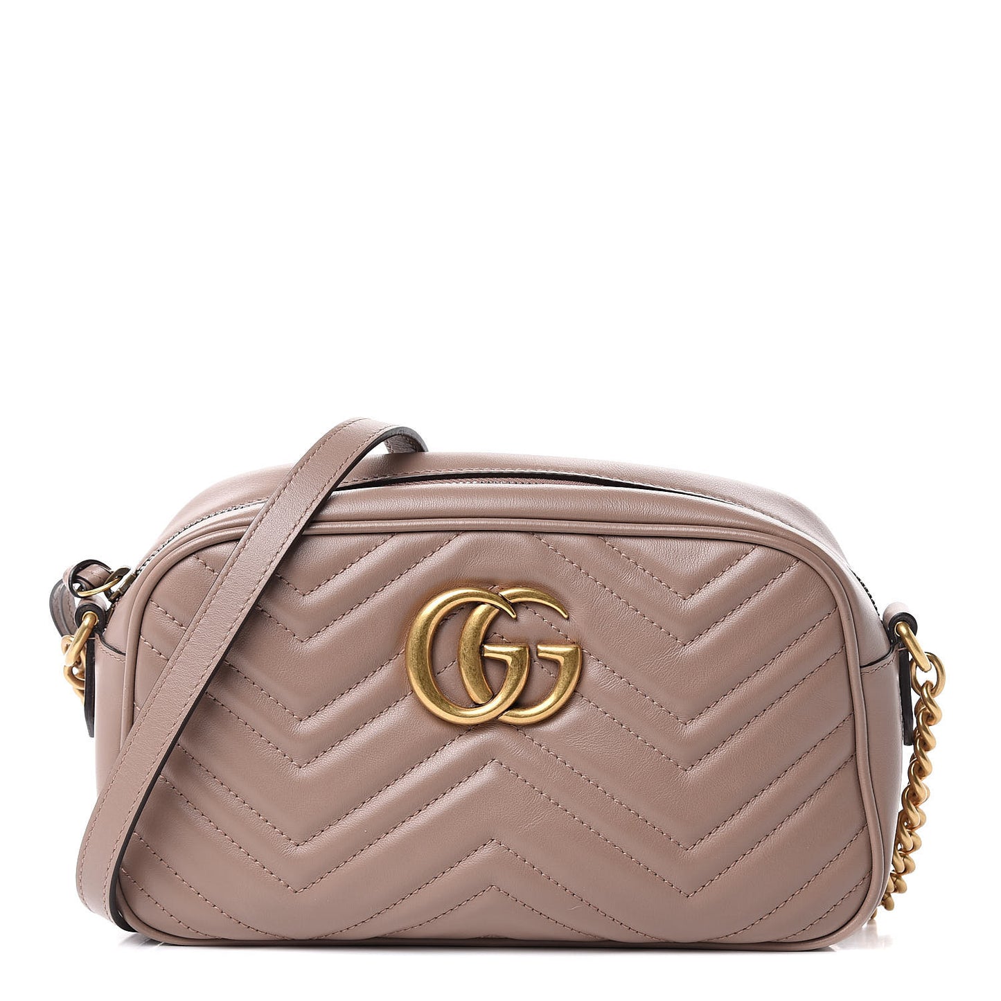Calfskin Matelasse Small GG Marmont Chain Shoulder Bag Porcelain Rose