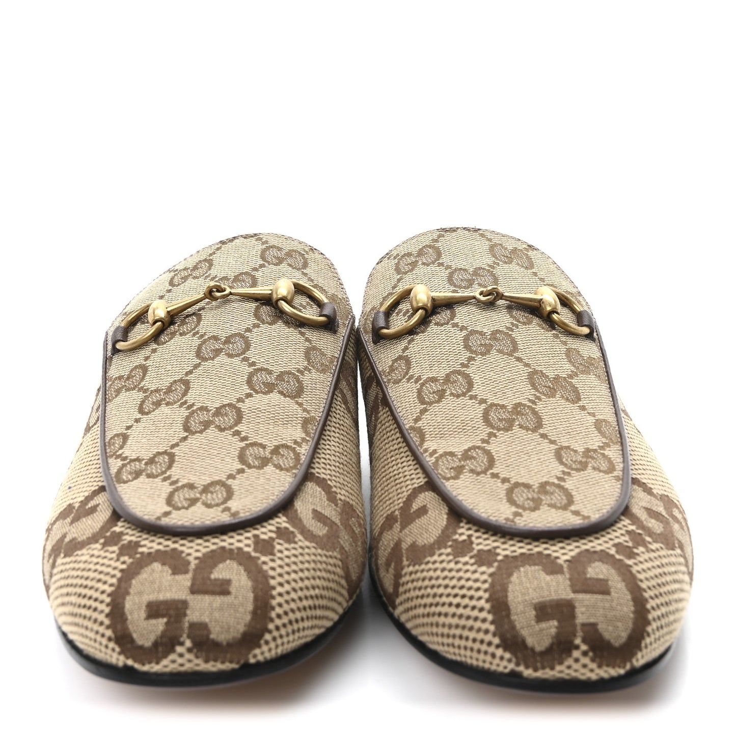 Monogram Jumbo GG Malaga Kid Womens Princetown Slippers 38.5 Camel Ebony New Acero Beige