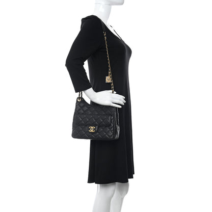 Chanel Caviar Quilted Large Wavy CC Hobo Black 2 of 11