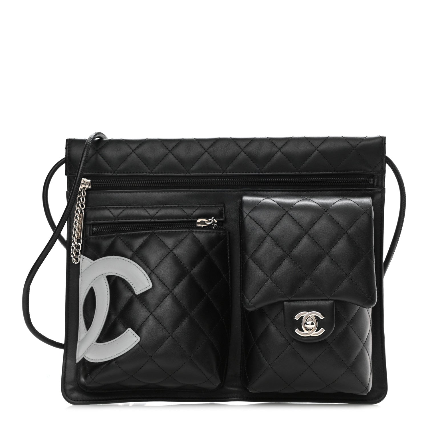 Chanel Calfskin Quilted Cambon Multipocket Shoulder Bag Black 1 of 7