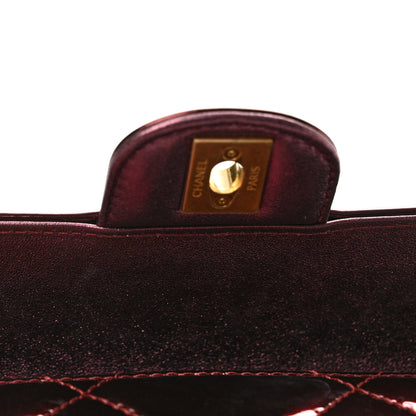 Chanel Metallic Mirror Calfskin Large Top Handle Clutch With Chain  Burgundy 11 of 12
