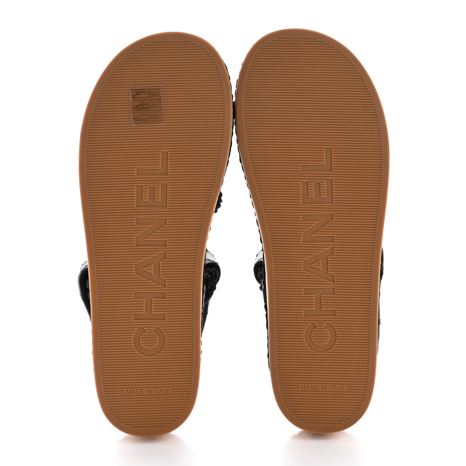 Chanel Cord Lambskin Quilted Logo Sandals 39 Black 6 of 10