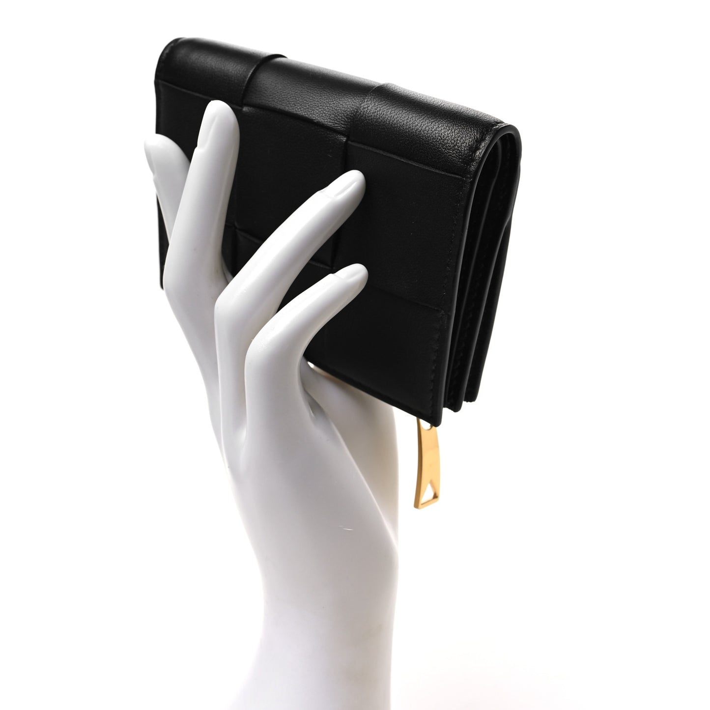 Nappa Maxi Intrecciato Small Bi-Fold Zip Wallet Black