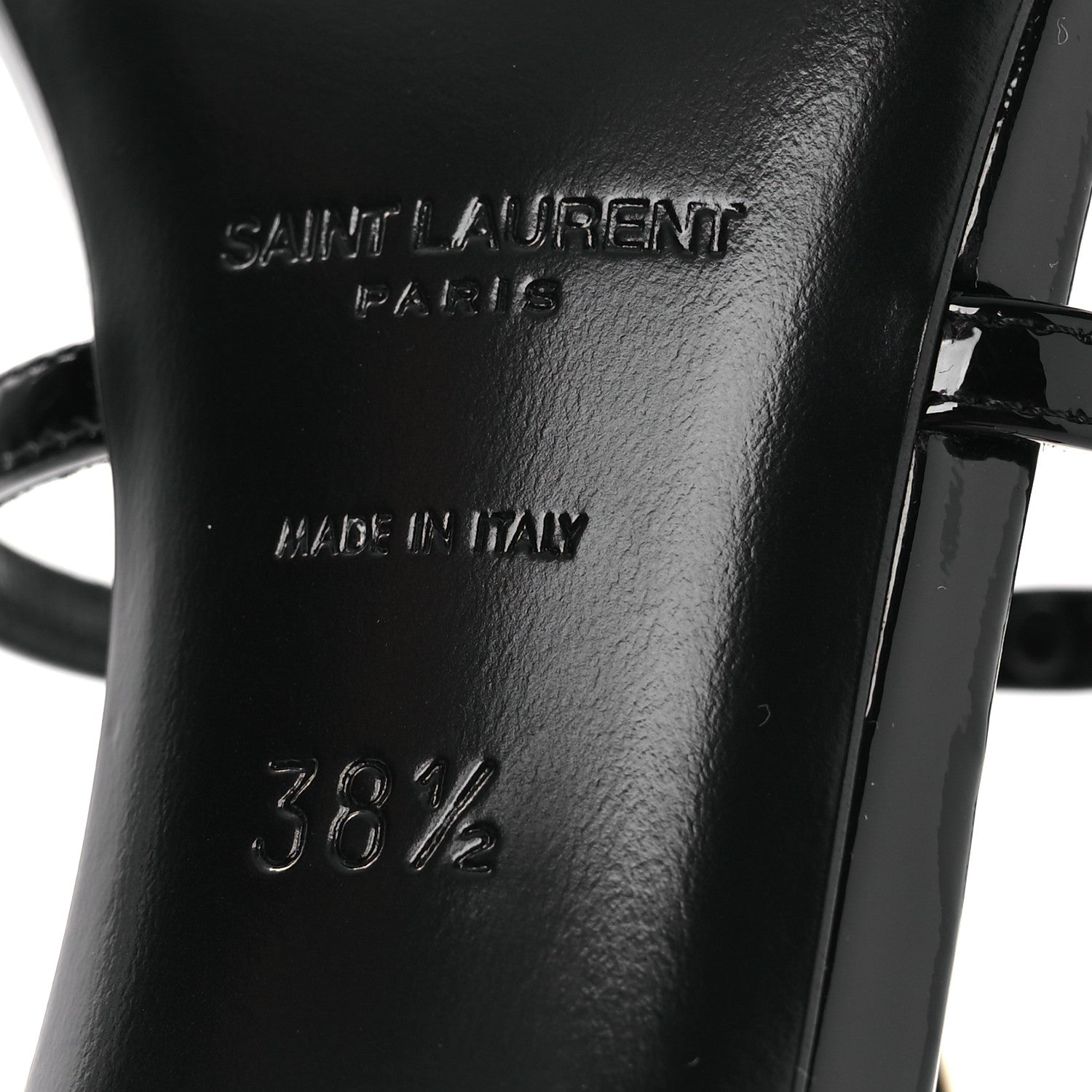 Saint Laurent Patent Cassandra 100 Ankle Strap Sandals 38.5 Black 8 of 13