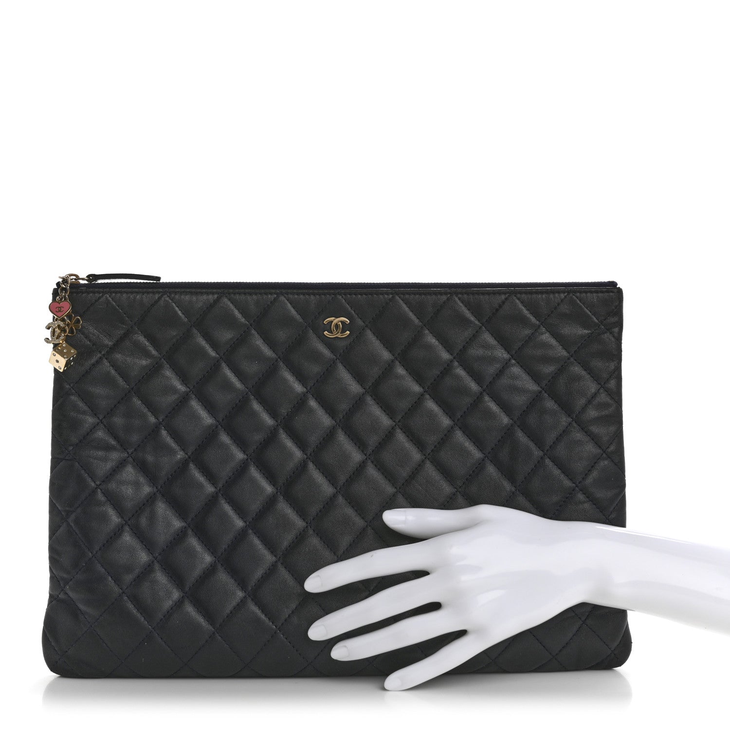 Chanel Lambskin Quilted Casino Beauty CC Cosmetic Case Navy 2 of 13
