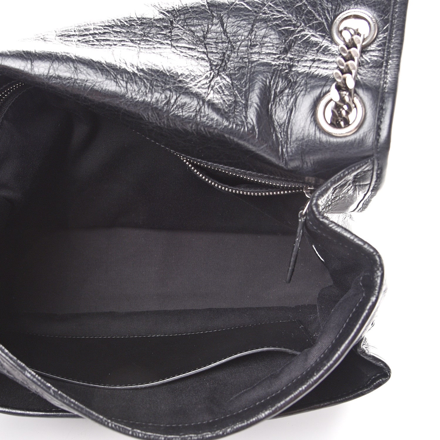 Saint Laurent Crinkled Calfskin Matelasse Monogram Large Niki Chain Satchel Black 4 of 10